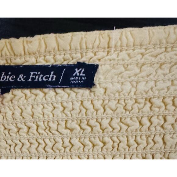 Abercrombie & Fitch Y2K Babydoll Smocked Yellow Floral Lace Semi Crop Top XL - Picture 4 of 8